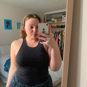 Black racer back tank top